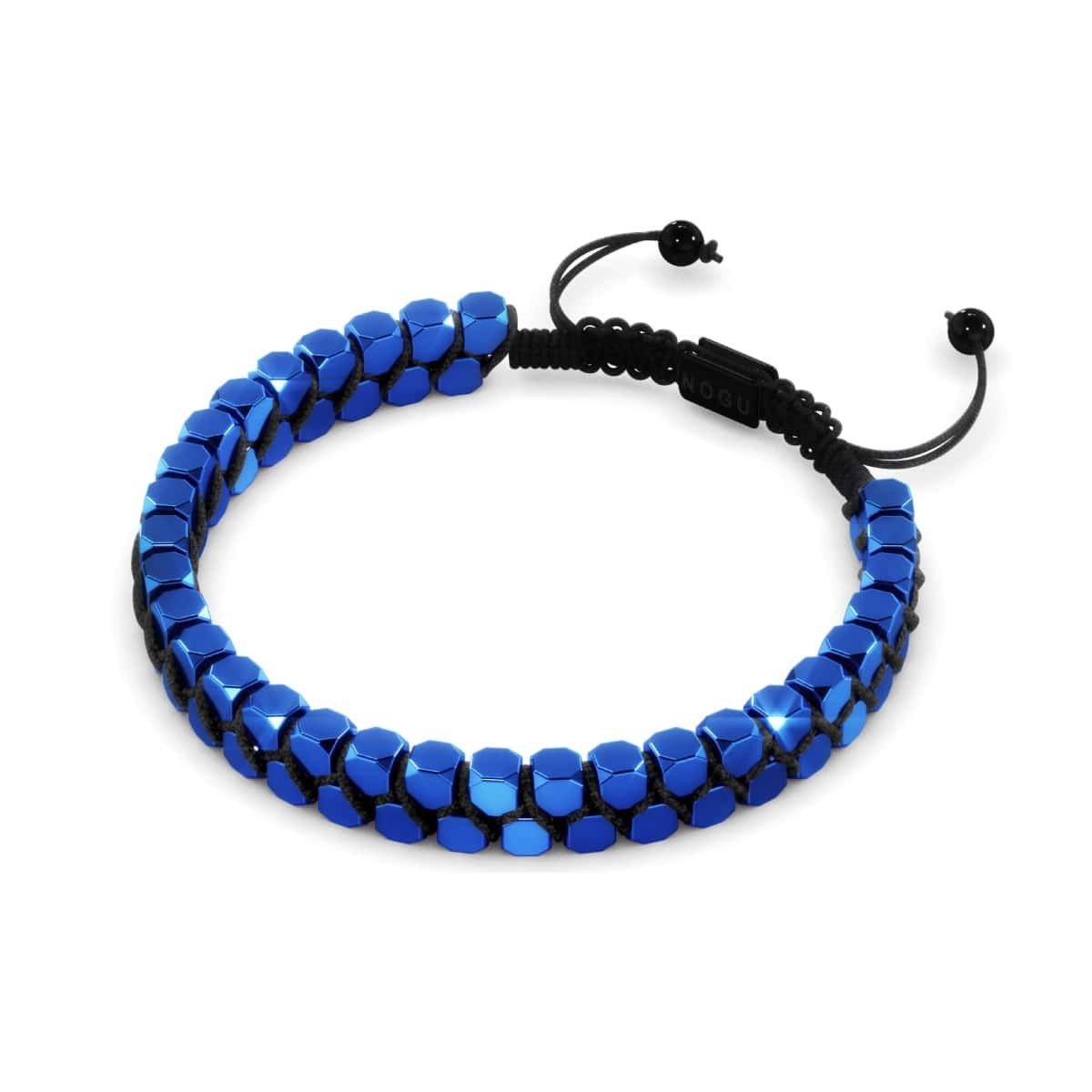 Géome sacrée | Hématite bleue | Bronze à canon | Bracelet octaèdre